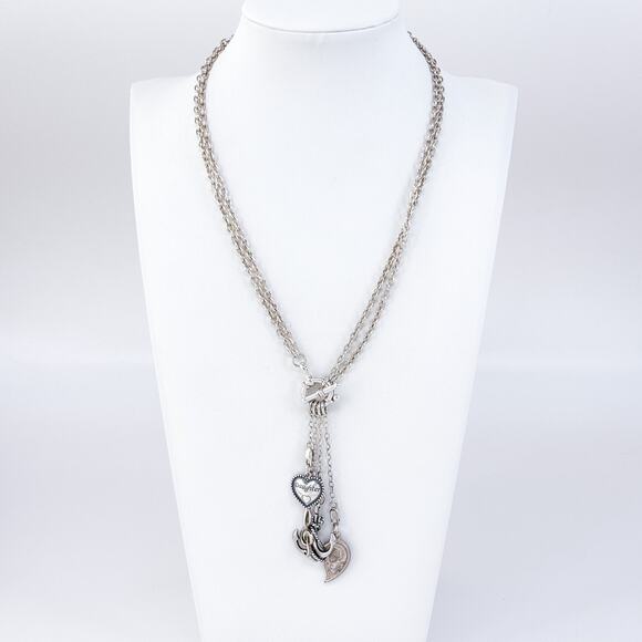 Vintage NIB Italy Sterling Silver 925 Charm Necklace Anchor Heart Moon 17” - Picture 3 of 10